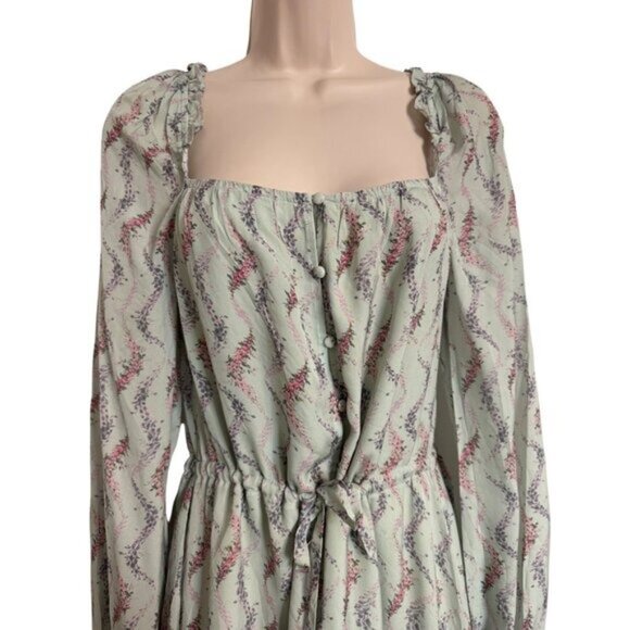 Paige Marie Dress Size 4 Dusty Sage Multi Long Sleeve BOHO Babydoll NWT $279 - Picture 4 of 11